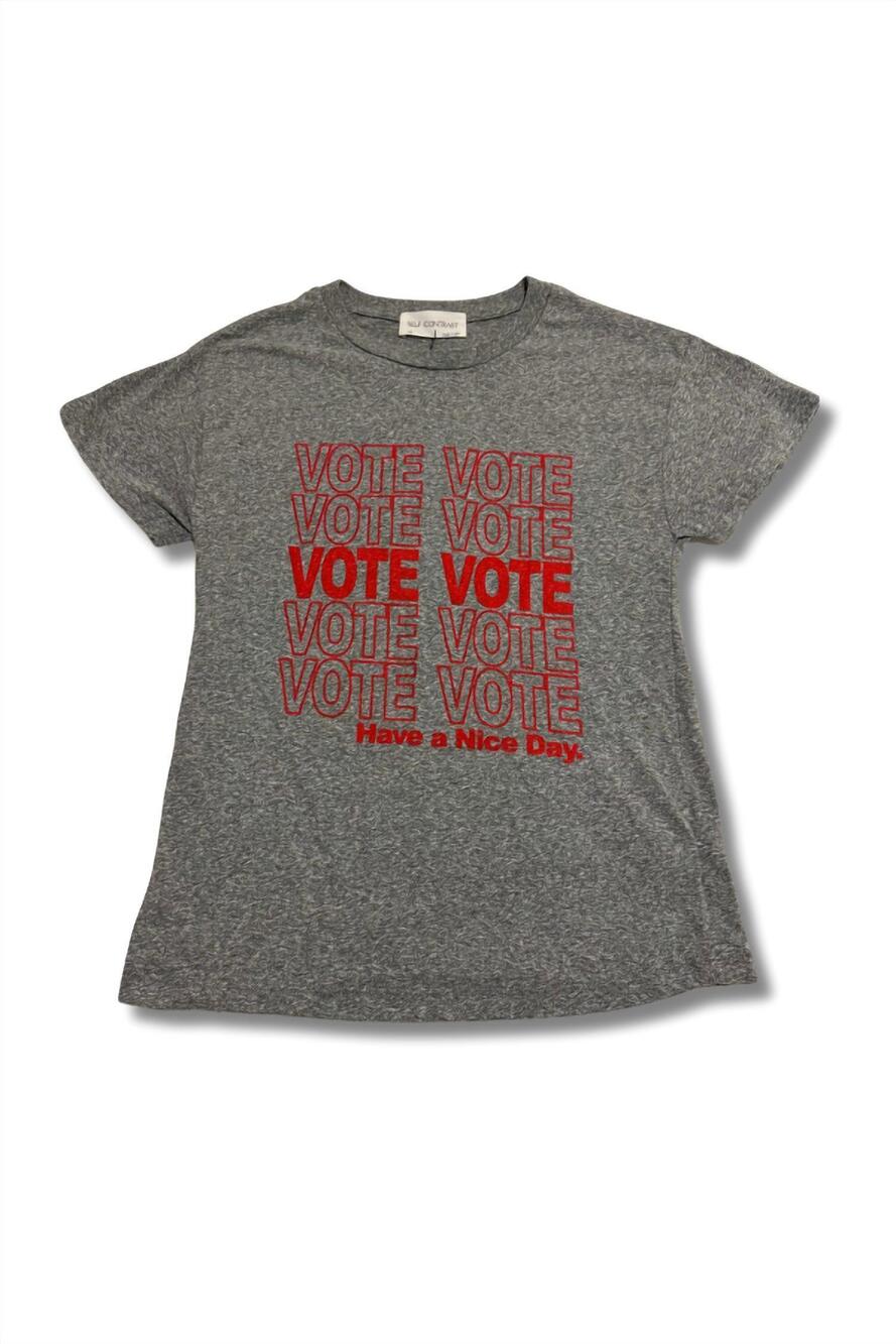 NEW SELF CONTRAST women's vote vote cherie tee in heather grey
